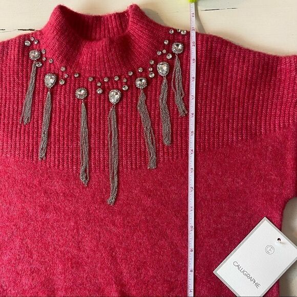 Calligraphie pink wool blend sweater - Picture 6 of 9